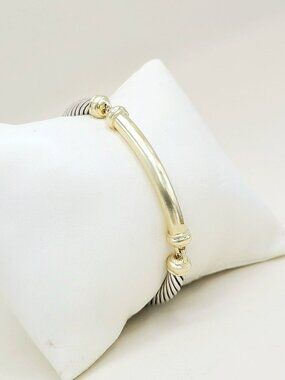 David Yurman Metro Station Gold Bar Cable Bracelet - Medium - RARE